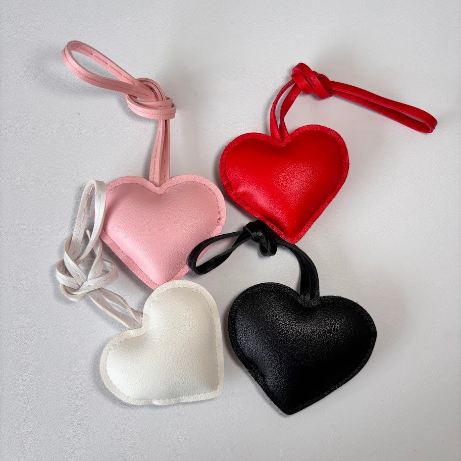 Heart Bag Charm Keychain – Minimal Leather Heart Pendant