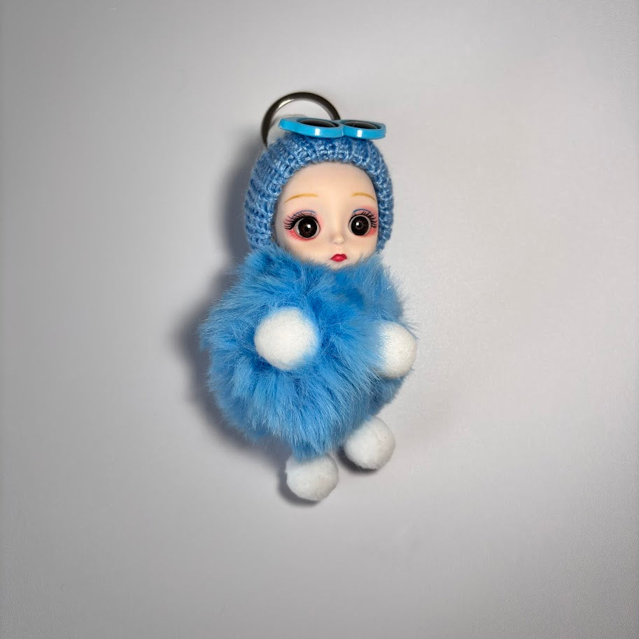 Fluffy Doll Keychain – Cute Plush Baby Bag Charm