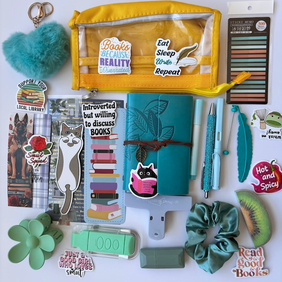 💙 Book Lovers Aesthetic Notebook Set – Blue Edition (Premium A7 Journal & Bookish Accessories)