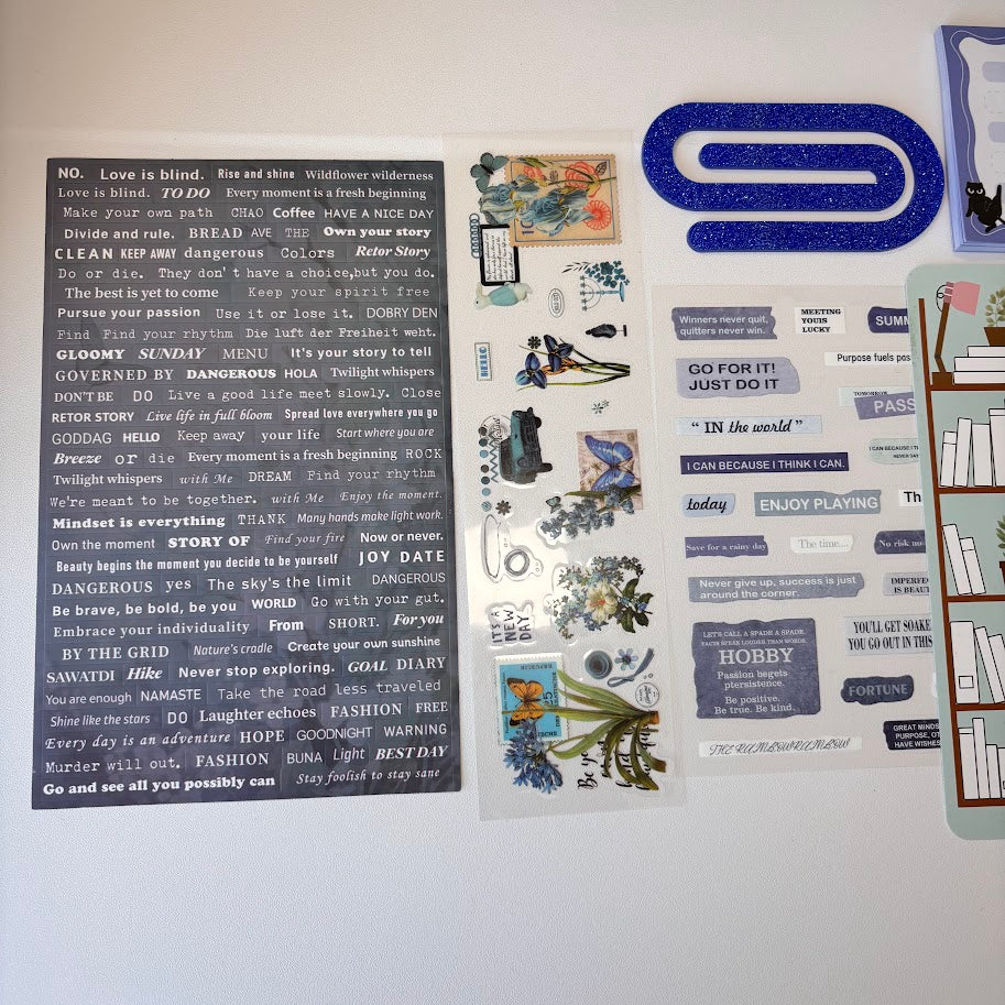 💙 Bookish Bundle – Blue Edition | Aesthetic Stationery Gift Set (A5/A6 Notebook)