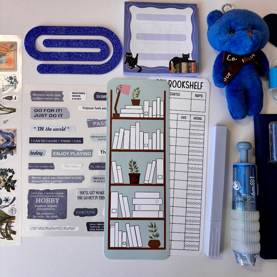 💙 Bookish Bundle – Blue Edition | Aesthetic Stationery Gift Set (A5/A6 Notebook)