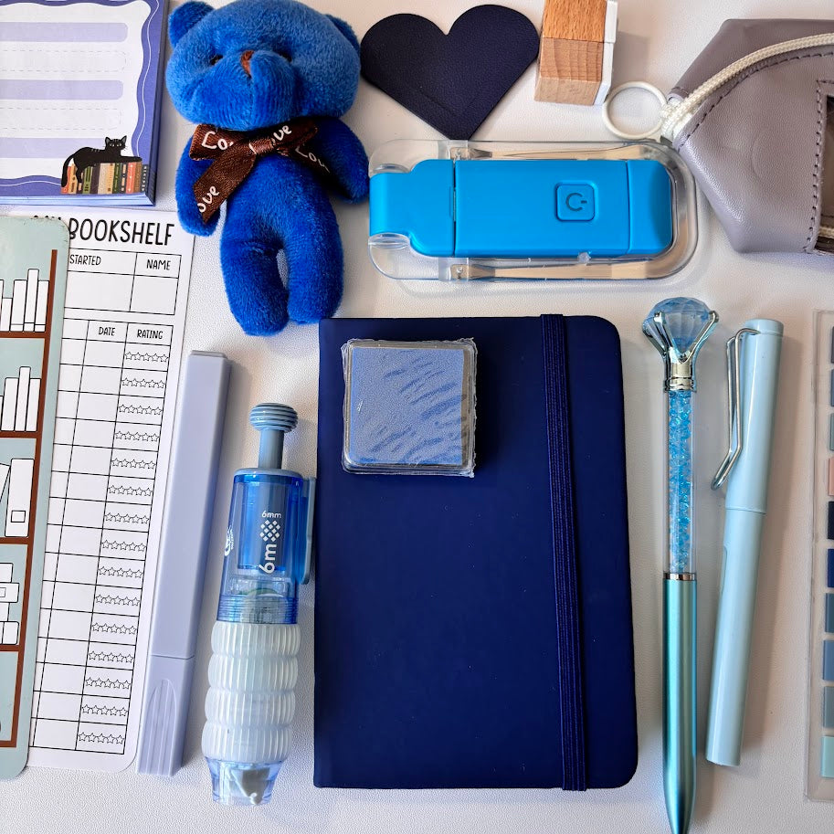 💙 Bookish Bundle – Blue Edition | Aesthetic Stationery Gift Set (A5/A6 Notebook)