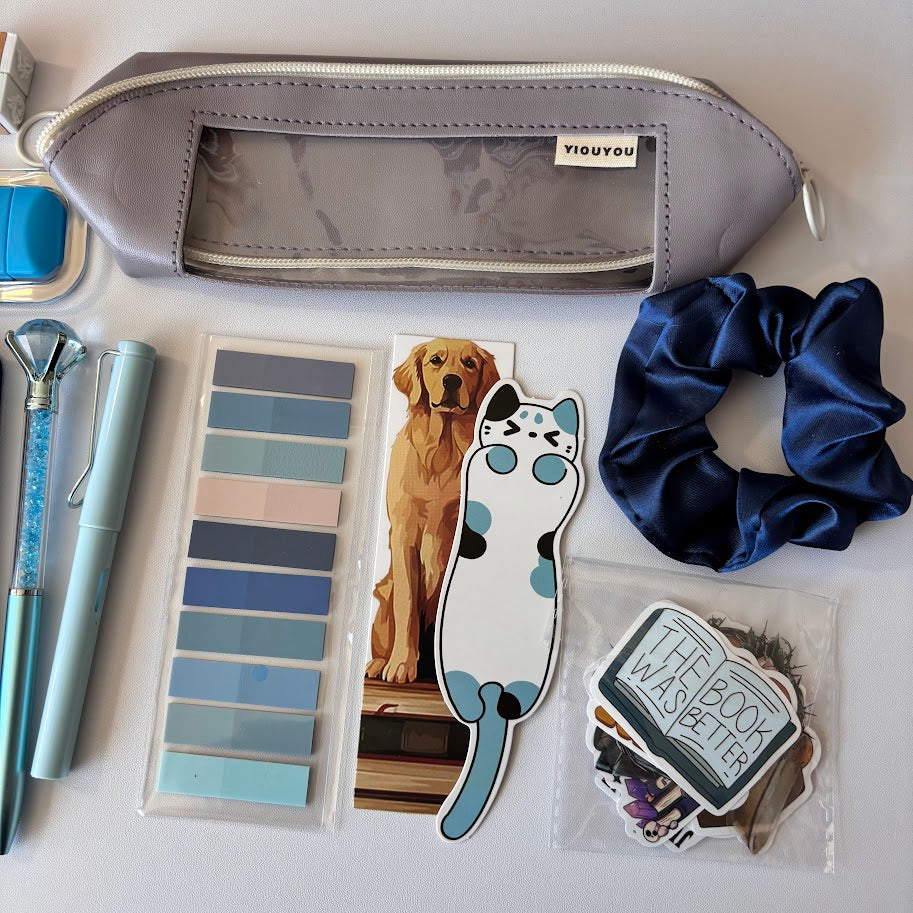 💙 Bookish Bundle – Blue Edition | Aesthetic Stationery Gift Set (A5/A6 Notebook)