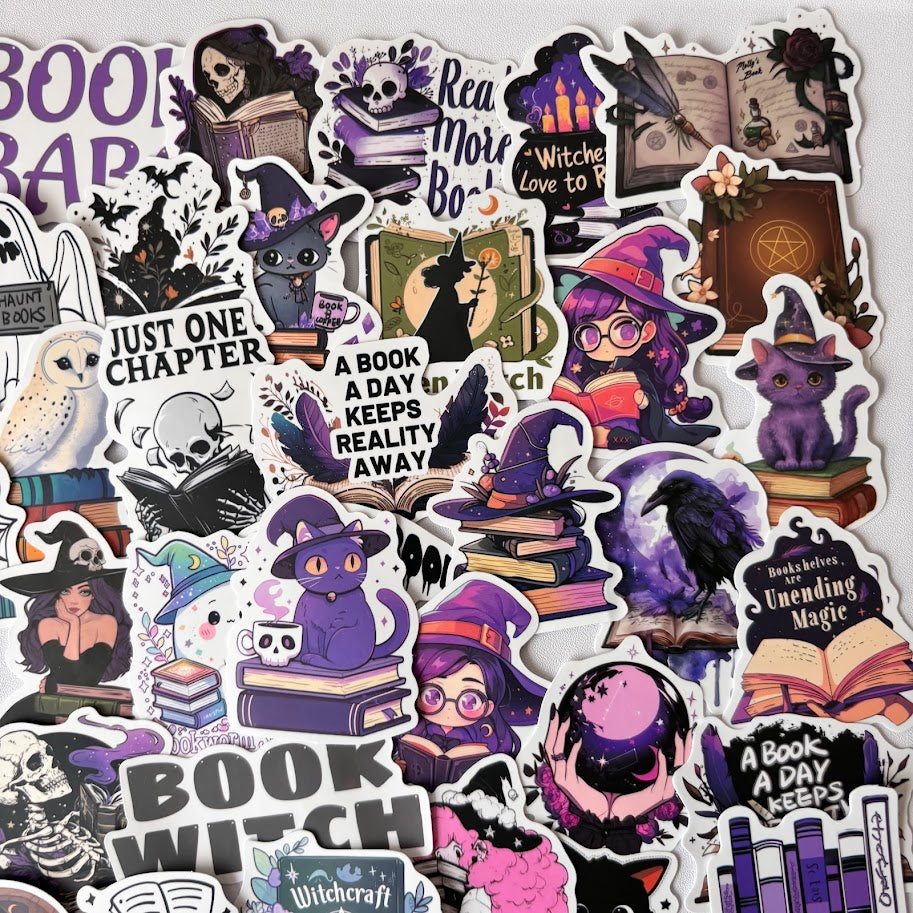 Book Witch Stickers – Witchy Bookish Aesthetic Sticker Pack