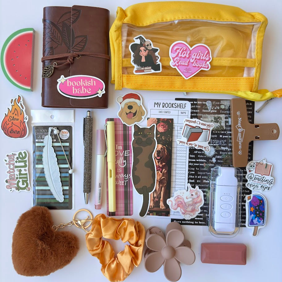 🤎 Book Lovers Aesthetic Notebook Set – Brown Edition (Premium A7 Journal & Bookish Accessories)