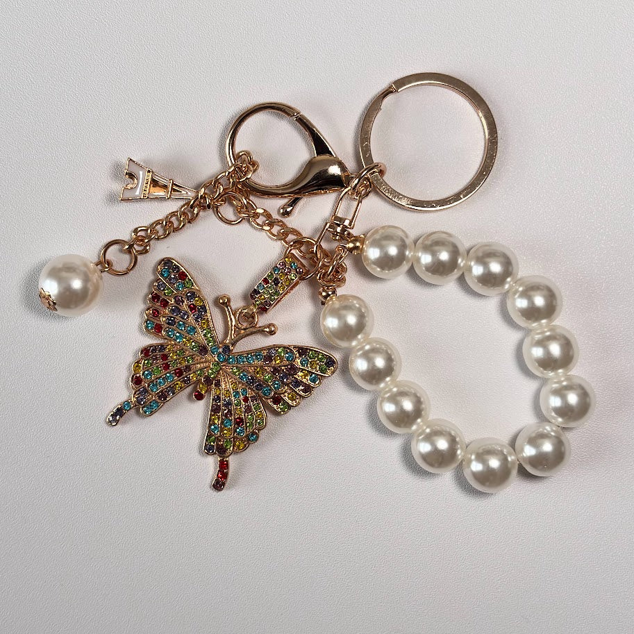 Butterfly Pearl Bag Charm Keychain