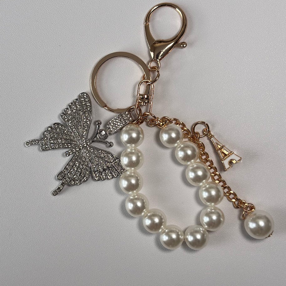 Butterfly Pearl Bag Charm Keychain