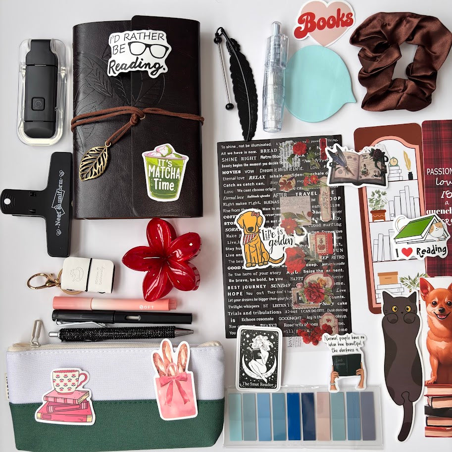 📒 Book Lovers Aesthetic Stationery Set – Coffee Edition (Premium A6 Journal, Stickers, Bookmarks & Accessories)