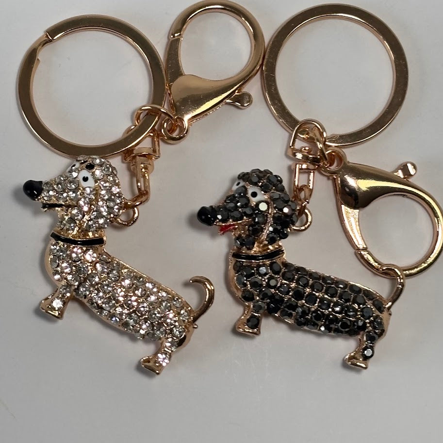 Crystal Animal Keychain – Cute Cat & Dachshund Bag Charm