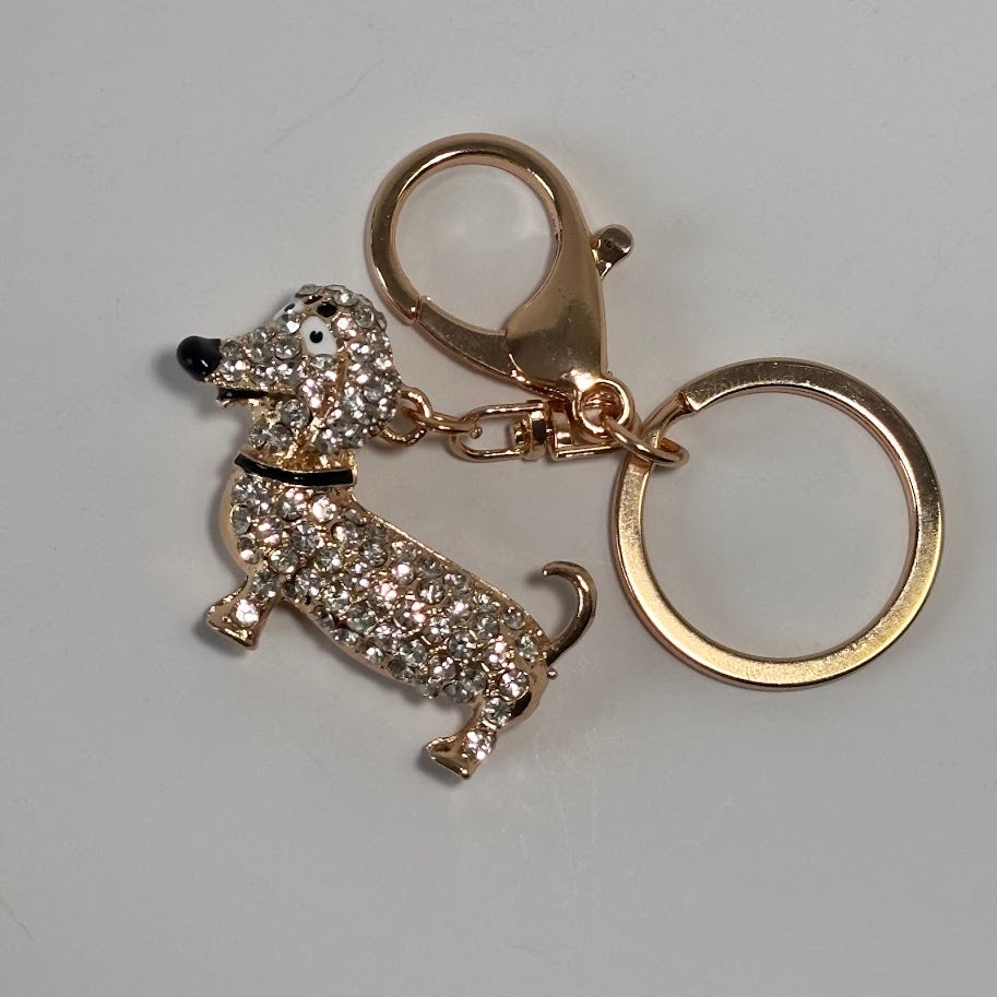 Crystal Animal Keychain – Cute Cat & Dachshund Bag Charm