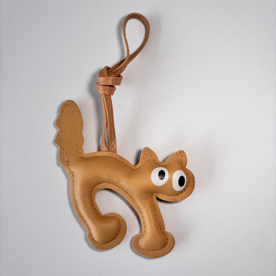 Cute Cat Bag Charm Keychain – Leather Look Cat Pendant