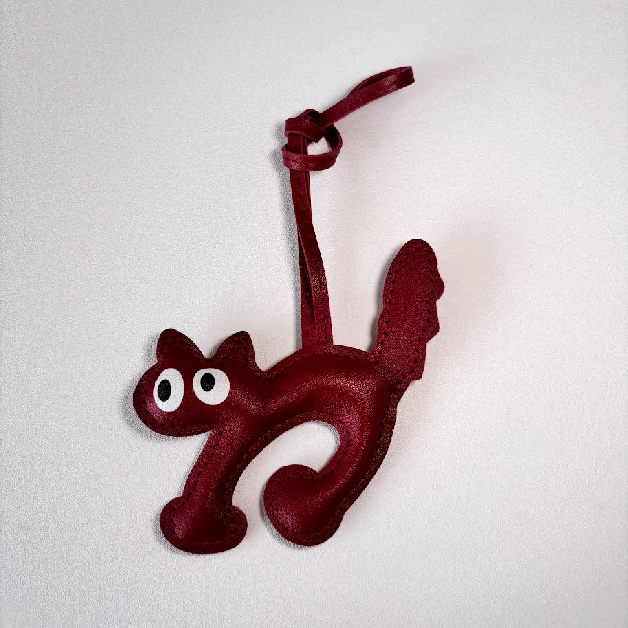 Cute Cat Bag Charm Keychain – Leather Look Cat Pendant