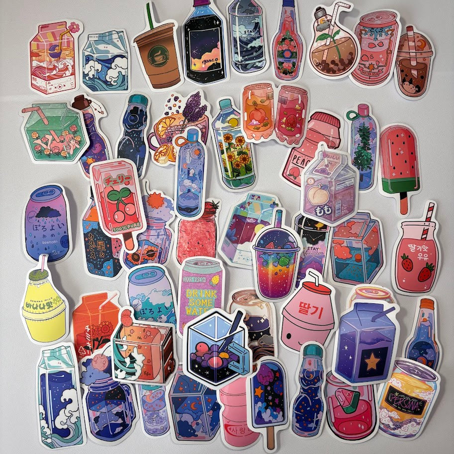 Cute Drink Stickers – Aesthetic Beverage Sticker Pack