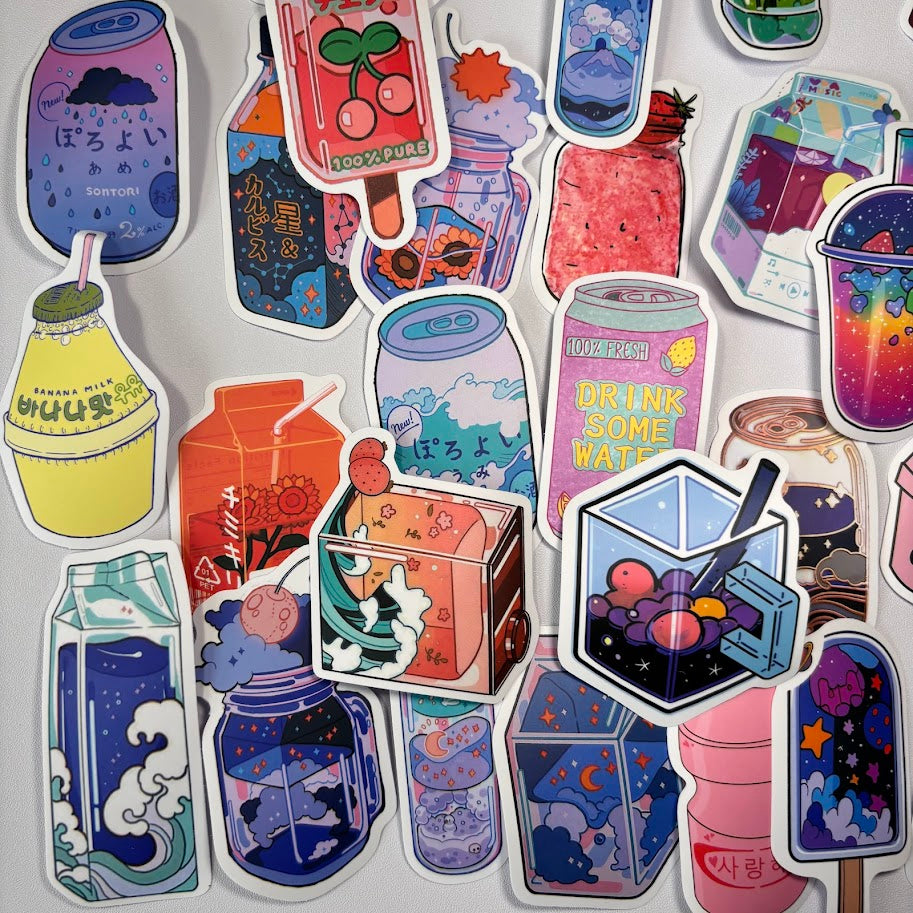 Cute Drink Stickers – Aesthetic Beverage Sticker Pack