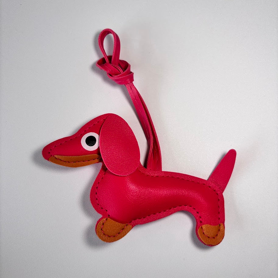 Dachshund Bag Charm Keychain – Cute Leather Dog Pendant