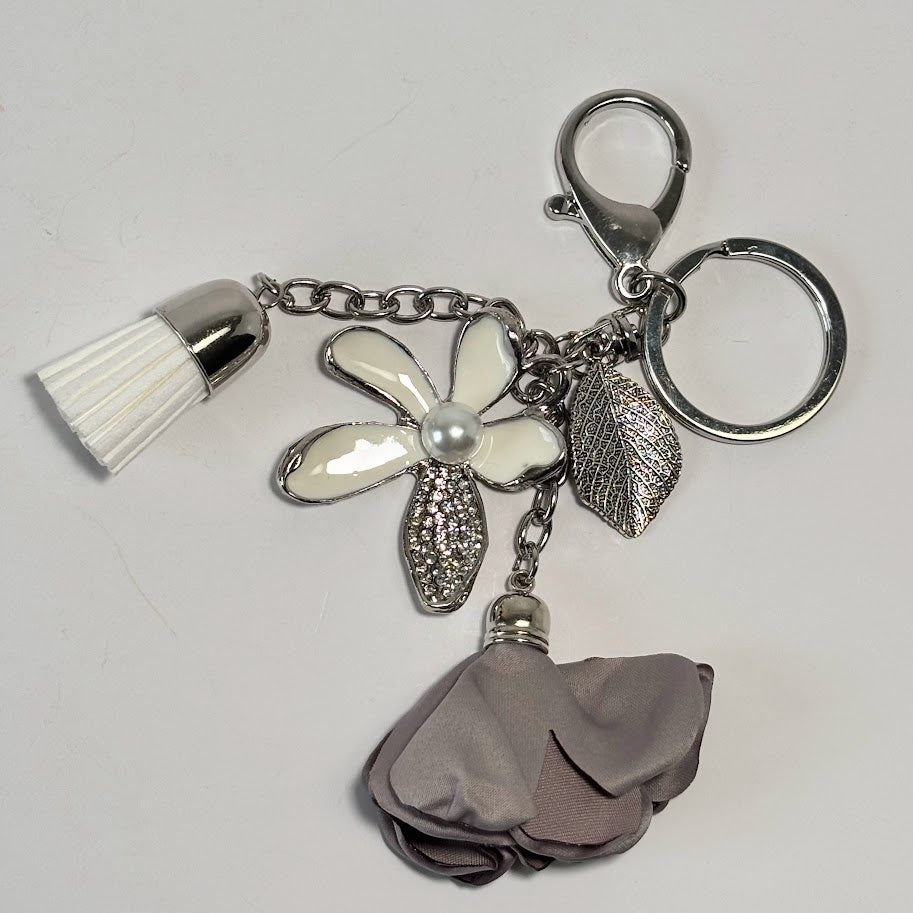 Elegant Flower Bag Charm Keychain with Tassel