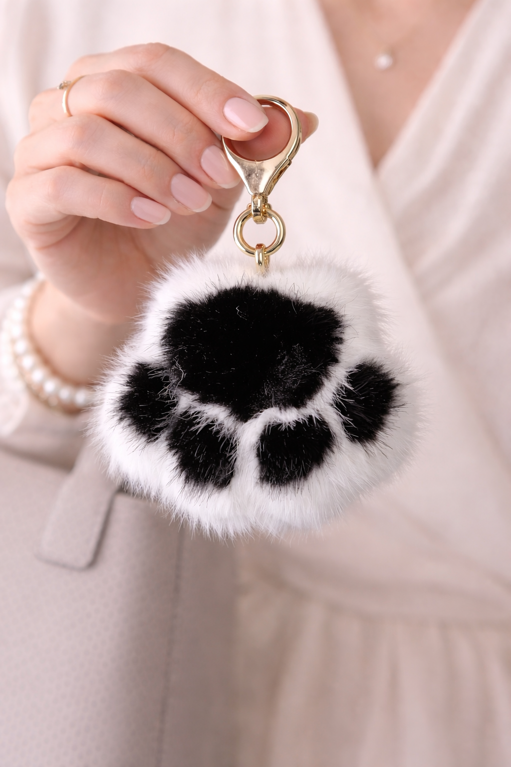 Fluffy Paw Keychain – Soft Faux Fur Paw Bag Charm & Key Ring