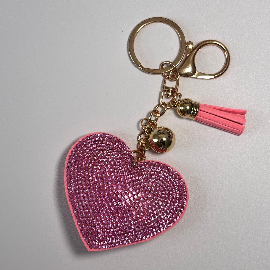 Heart Crystal Bag Charm Keychain