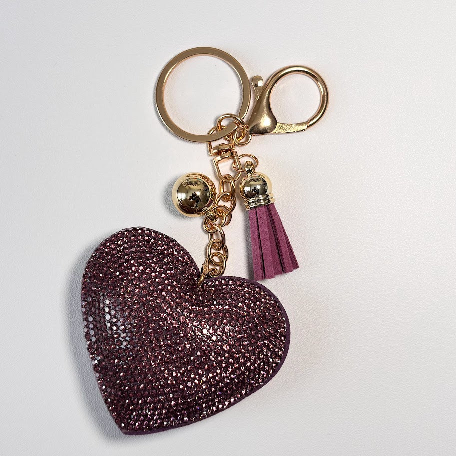 Heart Crystal Bag Charm Keychain