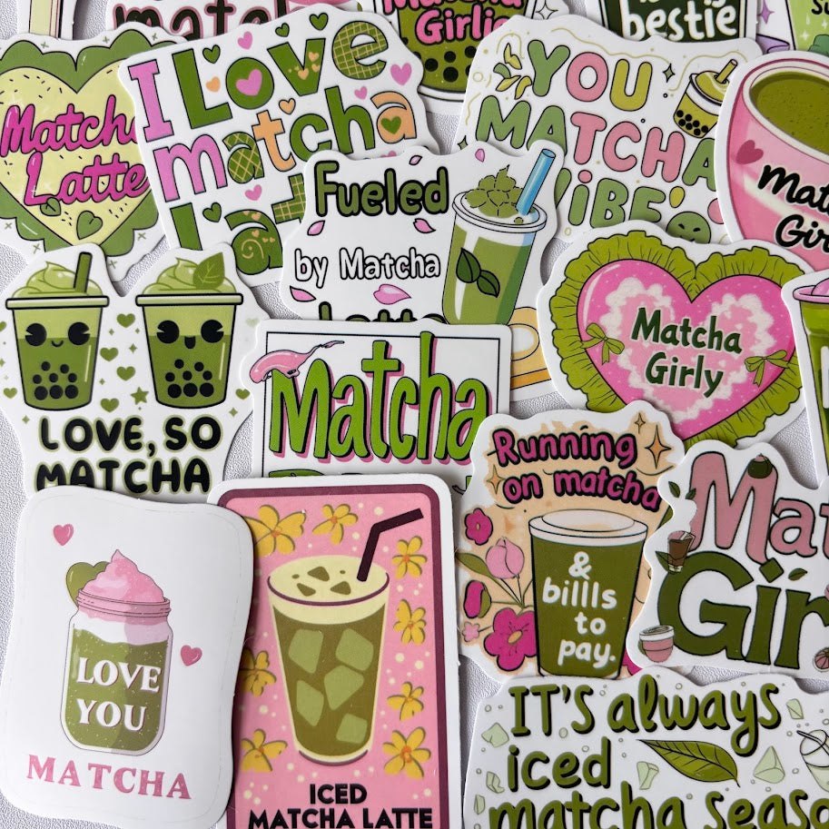 Matcha Stickers – Matcha Girly Aesthetic Sticker Pack