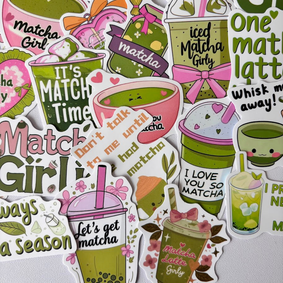 Matcha Stickers – Matcha Girly Aesthetic Sticker Pack