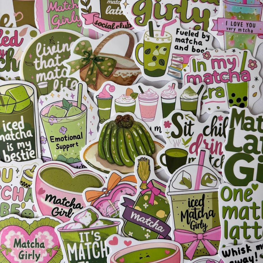 Matcha Stickers – Matcha Girly Aesthetic Sticker Pack