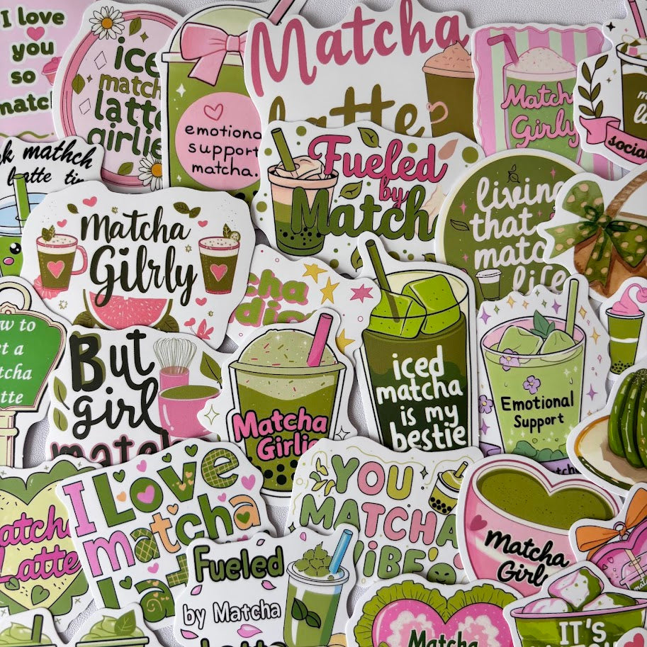 Matcha Stickers – Matcha Girly Aesthetic Sticker Pack
