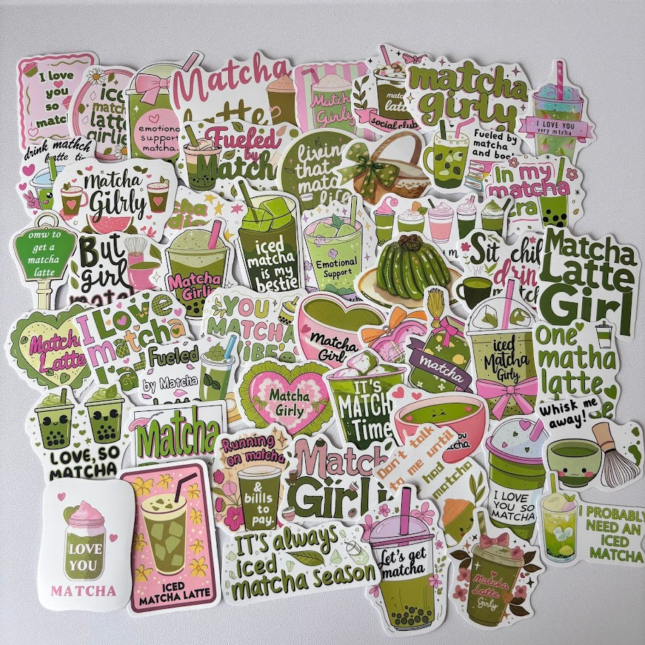 Matcha Stickers – Matcha Girly Aesthetic Sticker Pack