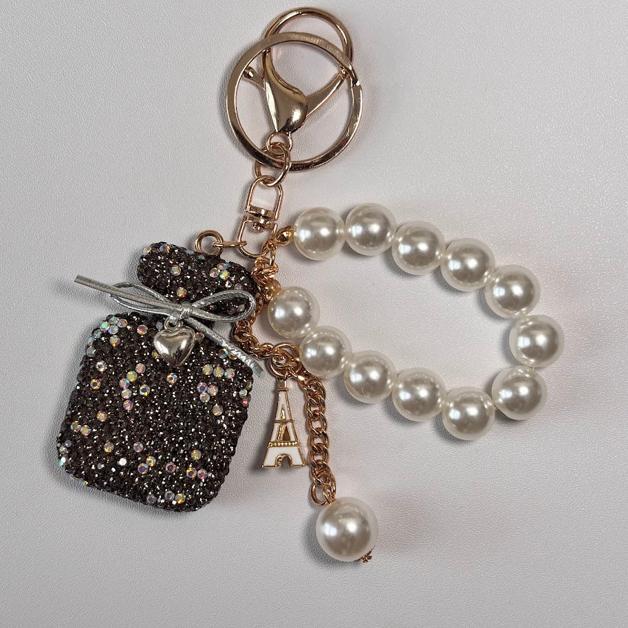 Perfume & Pearl Bag Charm Keychain