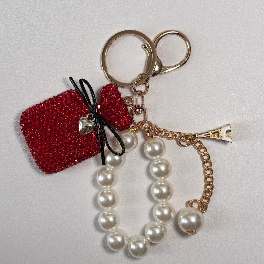 Perfume & Pearl Bag Charm Keychain