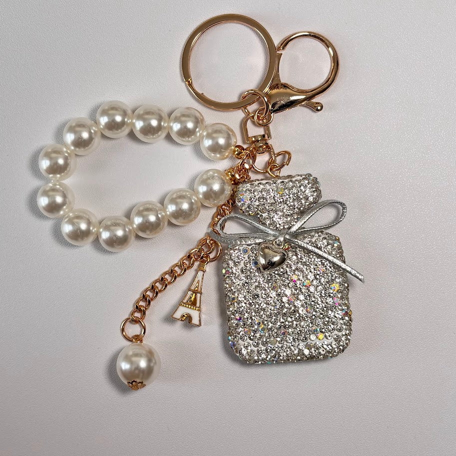 Perfume & Pearl Bag Charm Keychain