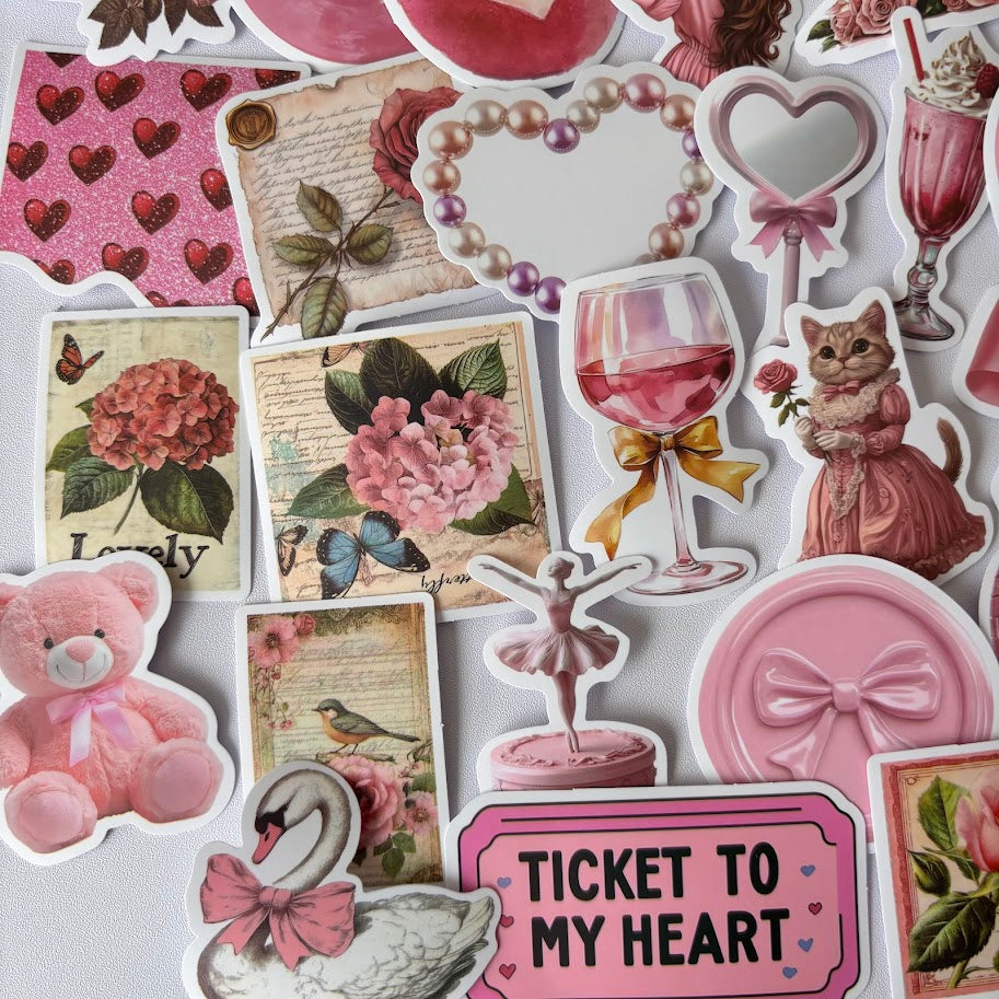 Pink Aesthetic Stickers – Romantic Coquette Sticker Pack