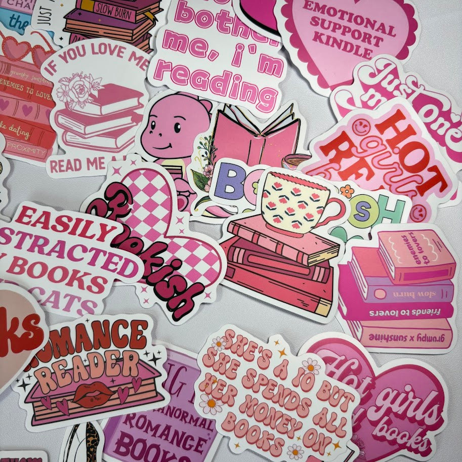 Book Lover Stickers – Pink Bookish Aesthetic Sticker Pack