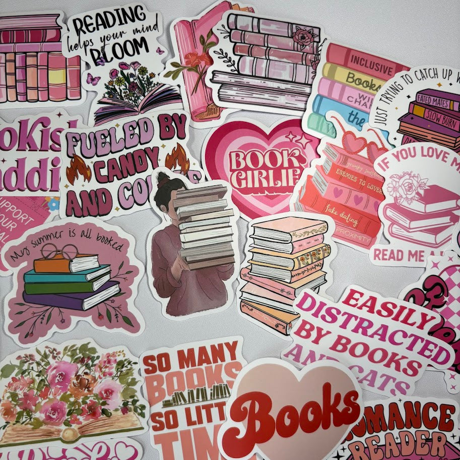 Book Lover Stickers – Pink Bookish Aesthetic Sticker Pack