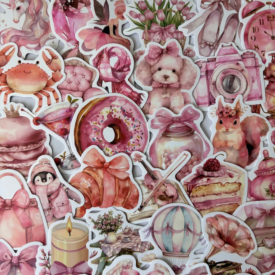 Pink Vintage Stickers – Coquette Aesthetic Sticker Pack