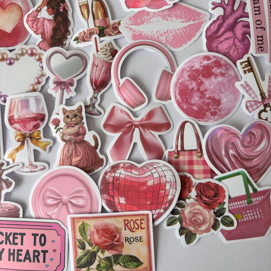 Pink Aesthetic Stickers – Romantic Coquette Sticker Pack
