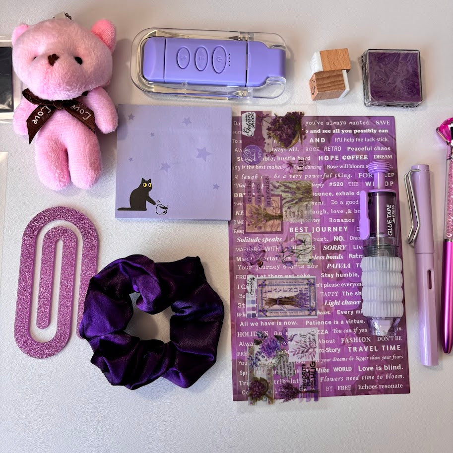 💜 Bookish Bundle – Purple Edition| Aesthetic Stationery Gift Set (A5/A6 Notebook)