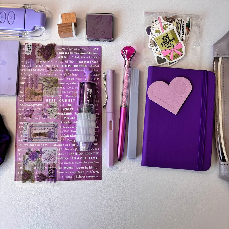 💜 Bookish Bundle – Purple Edition| Aesthetic Stationery Gift Set (A5/A6 Notebook)