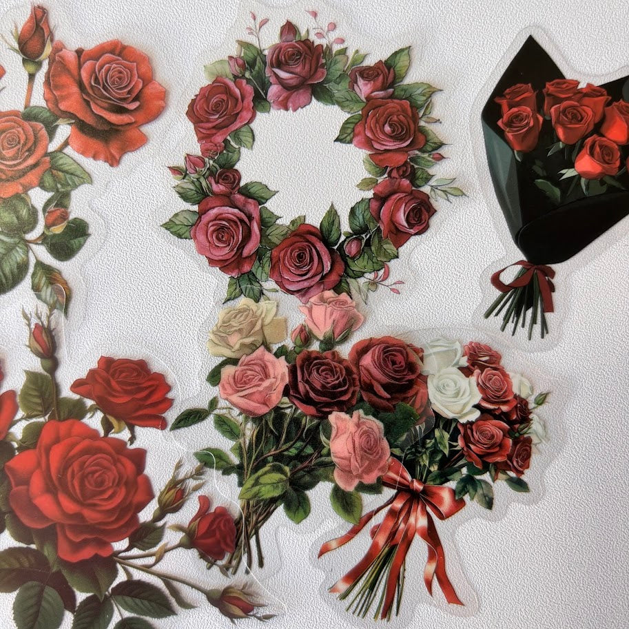 Red Rose Stickers – Dark Floral Romantic Aesthetic Sticker Pack