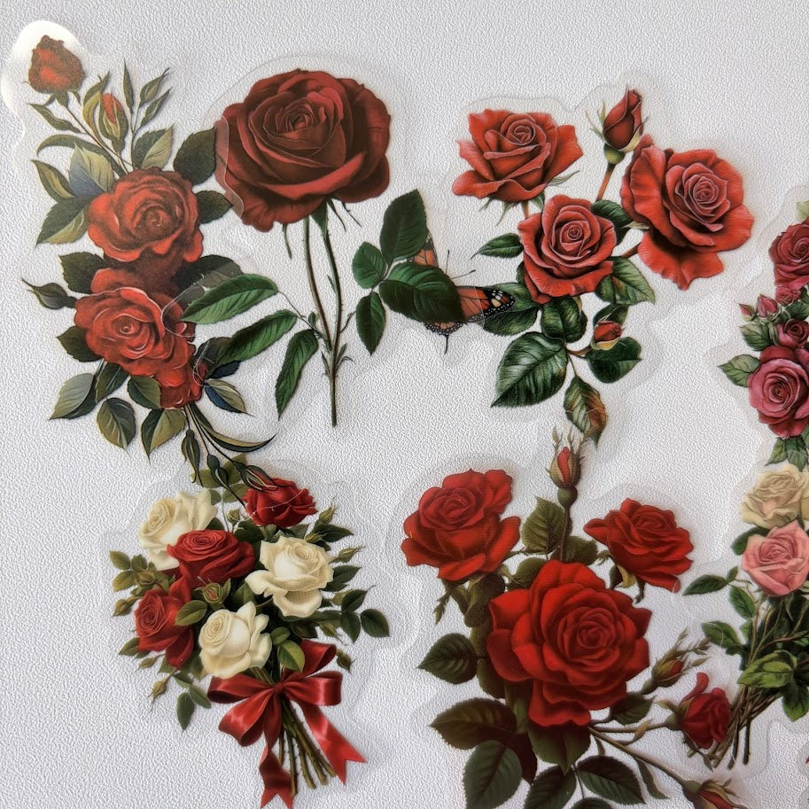 Red Rose Stickers – Dark Floral Romantic Aesthetic Sticker Pack
