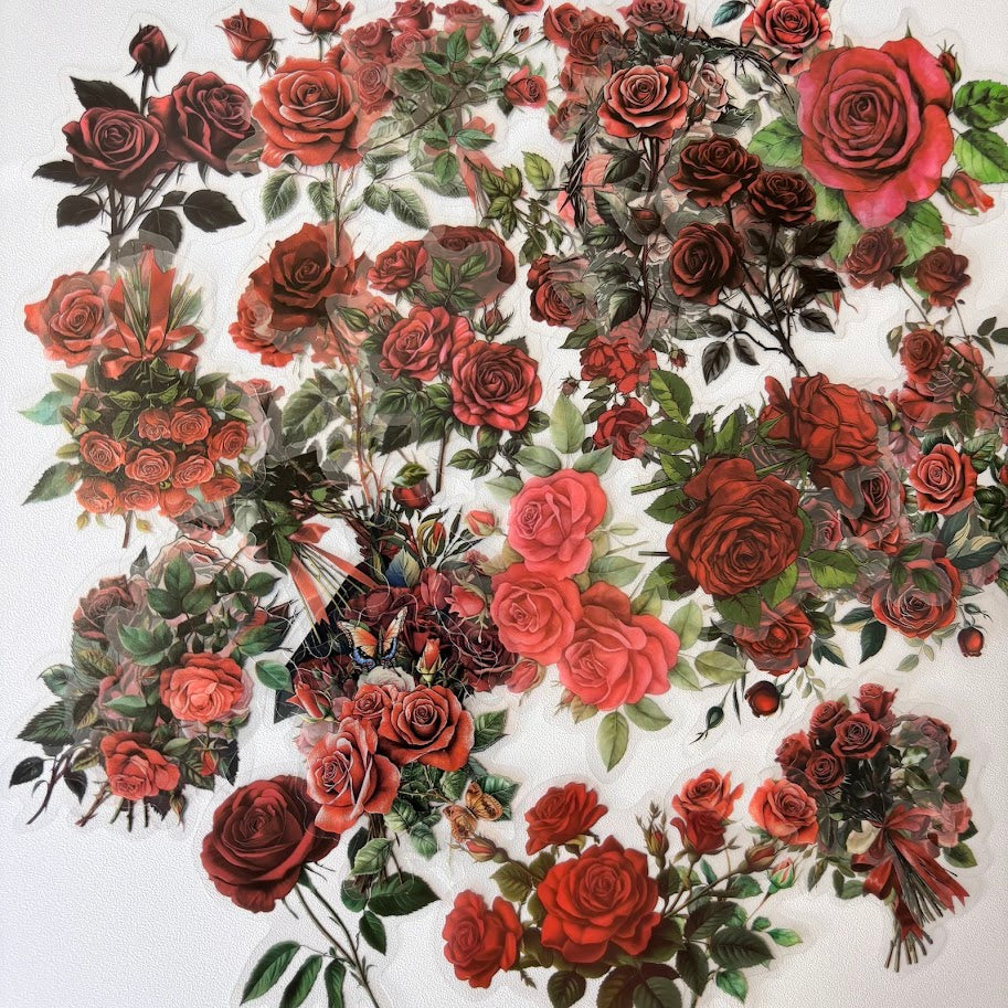 Red Rose Stickers – Dark Floral Romantic Aesthetic Sticker Pack