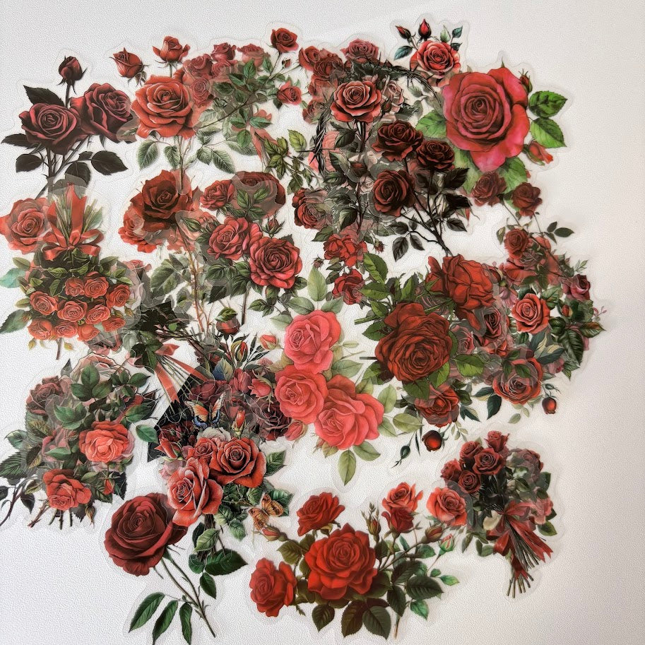 Red Rose Stickers – Dark Floral Romantic Aesthetic Sticker Pack