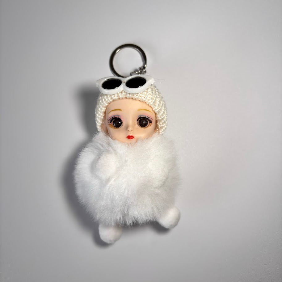 Fluffy Doll Keychain – Cute Plush Baby Bag Charm
