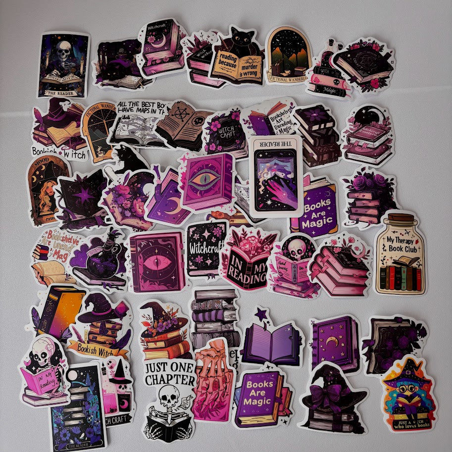 Witchy Book Stickers – Purple Aesthetic Reading Sticker Pack