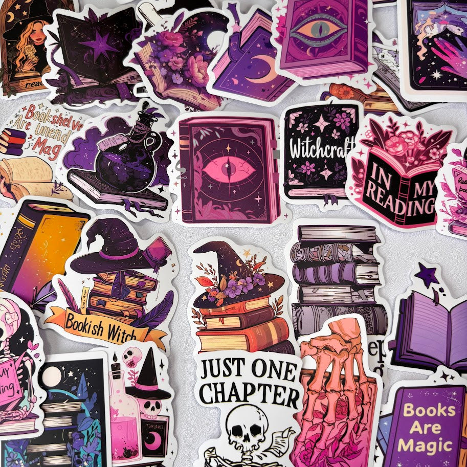 Witchy Book Stickers – Purple Aesthetic Reading Sticker Pack