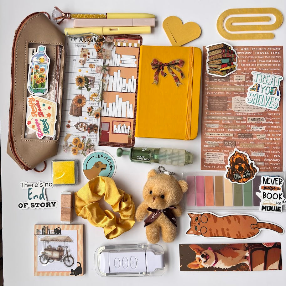 💛Bookish Bundle – Yellow Edition| Aesthetic Stationery Gift Set (A5/A6 Notebook)